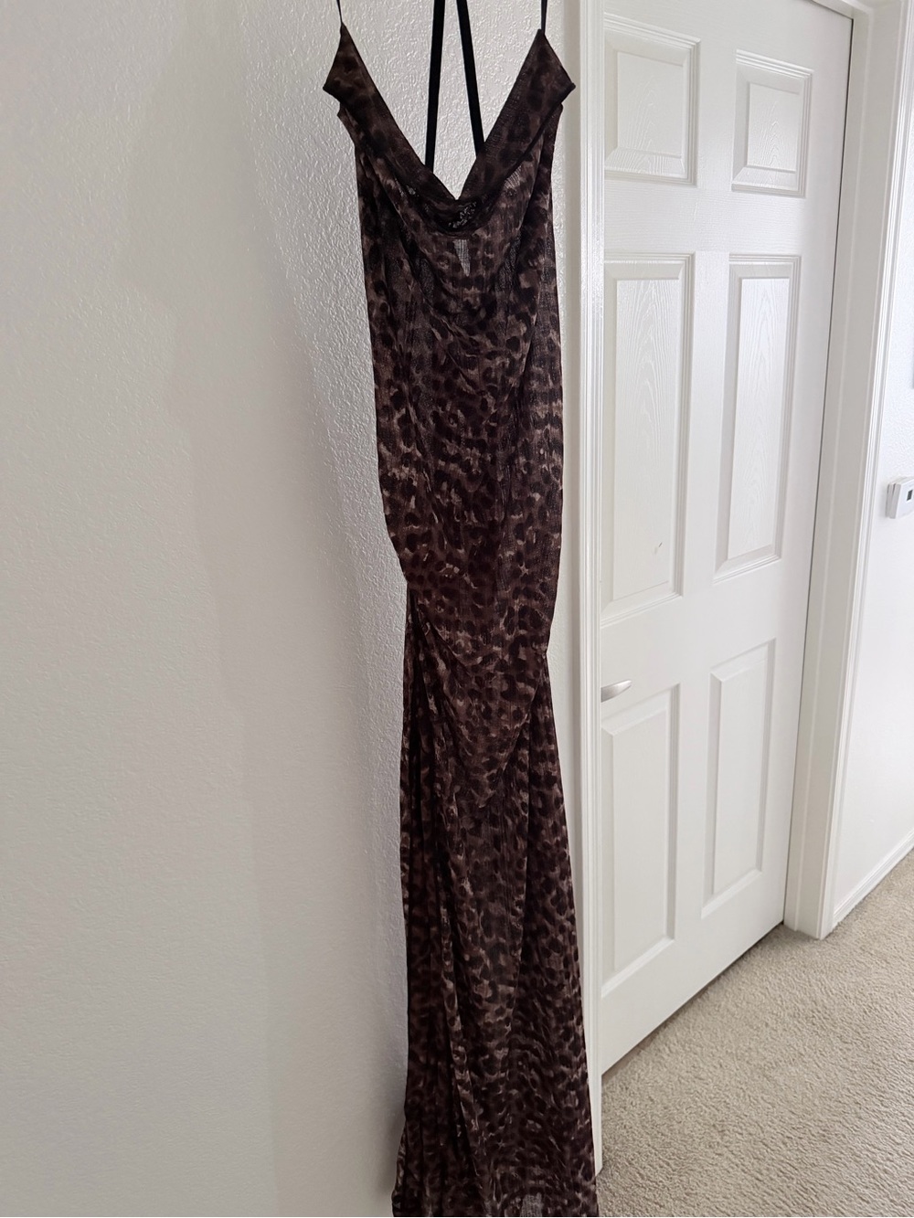Free People Brown Leopard-Print Maxi Slip Dress